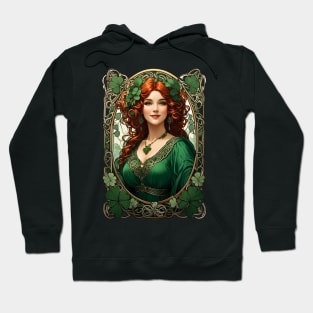 St.Patrick's Day retro vintage Irish woman shamrock design Hoodie